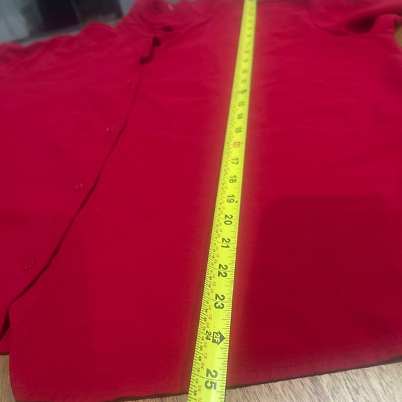 Eileen Fisher Silk Georgette Crepe Classic Collar Shirt Color Red Size Large - Picture 12 of 12